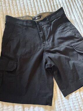 Men's Black Cargo Shorts with Side Pockets
